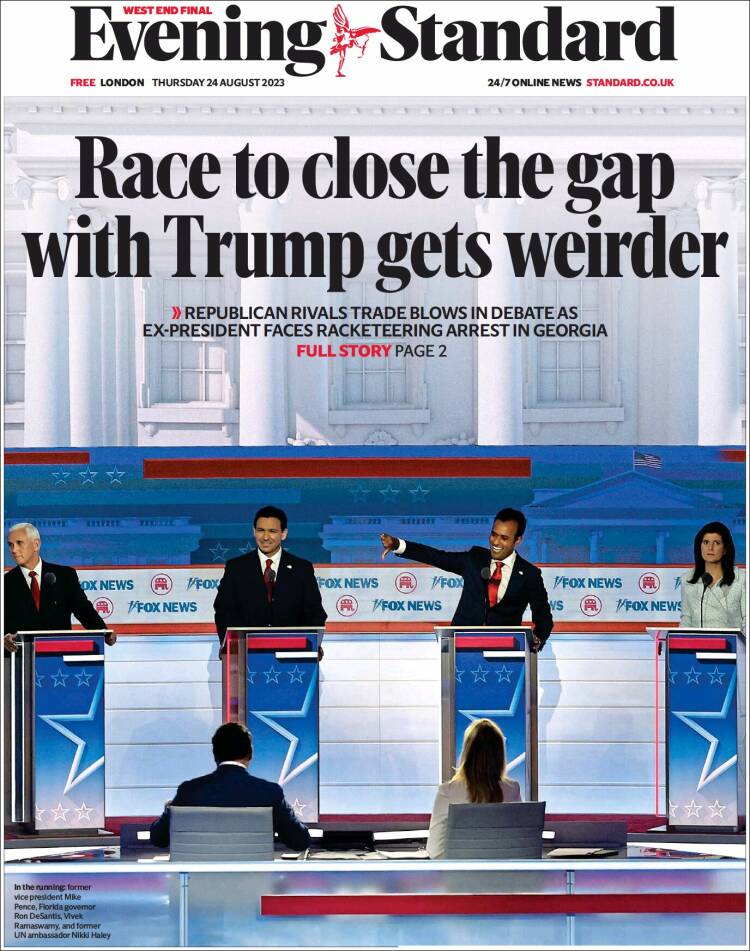 Portada de Evening Standard (Reino Unido)