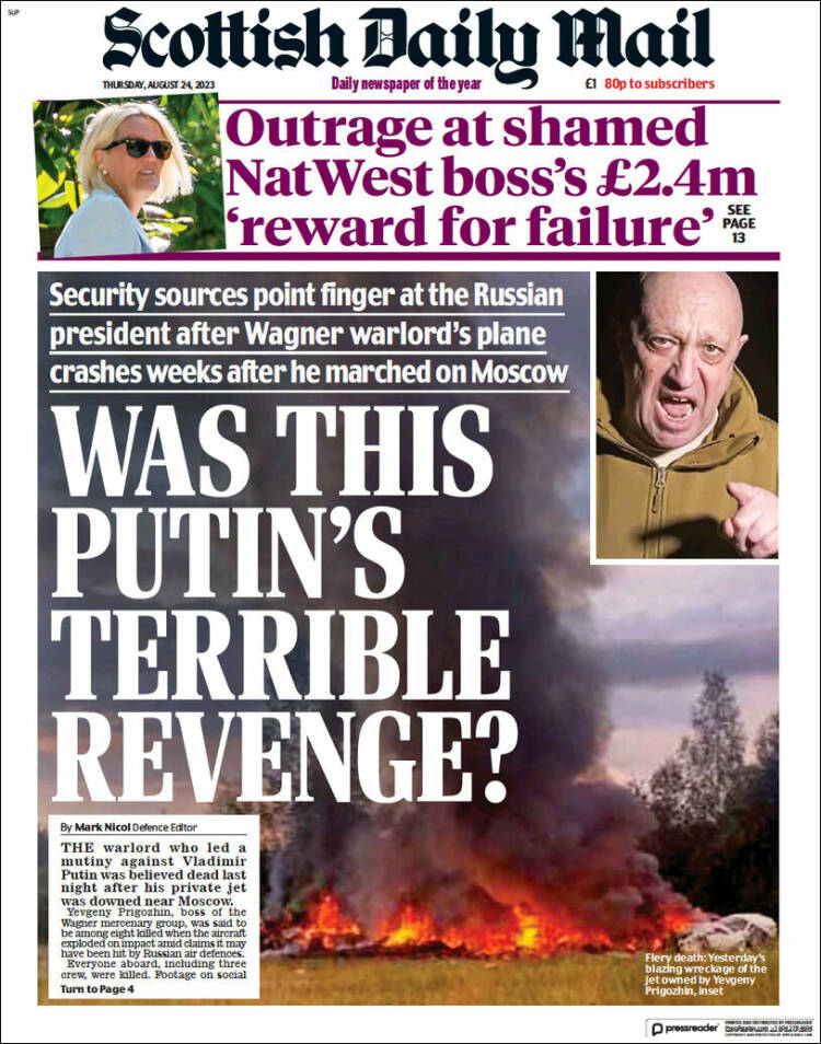 Portada de Scottish Daily Mail (Reino Unido)