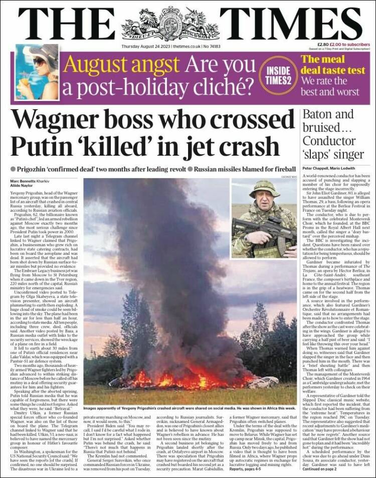 Portada de The Times (Reino Unido)