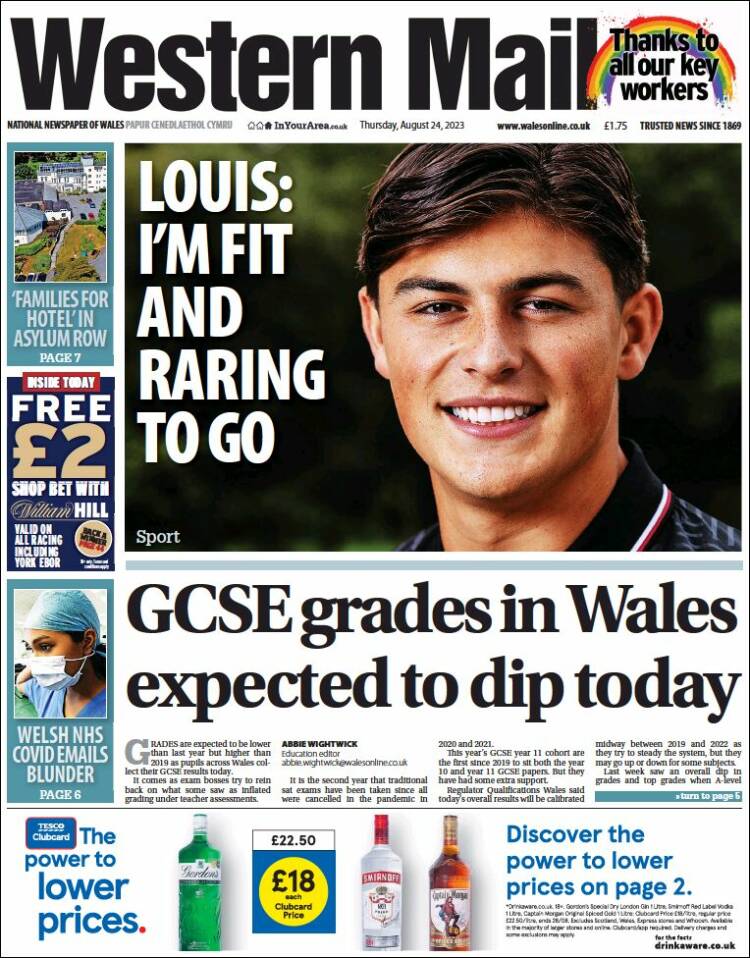 Portada de Western Mail (Reino Unido)