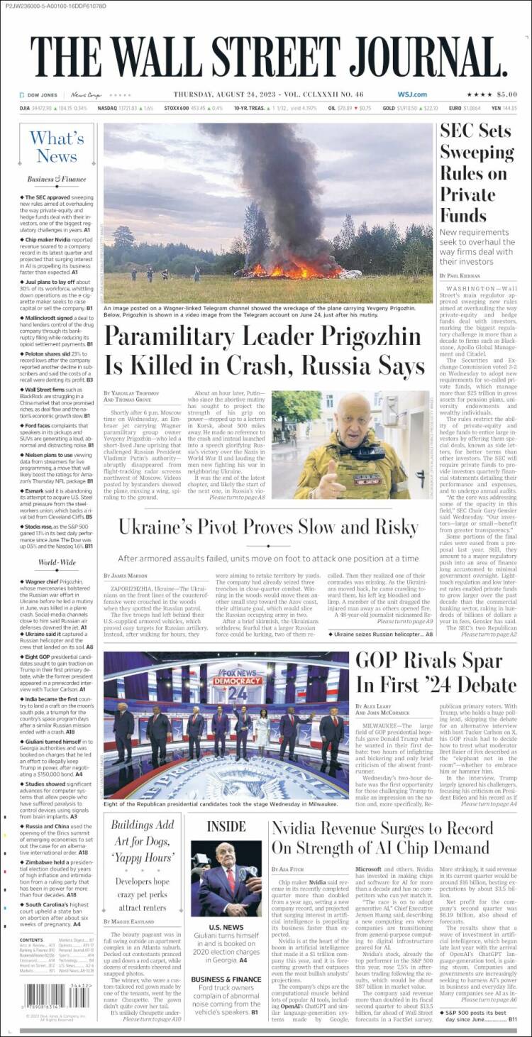 Portada de Wall Street Journal (USA)