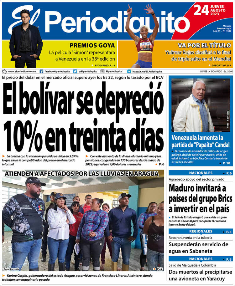 Portada de Periodiquito de Aragua (Venezuela)