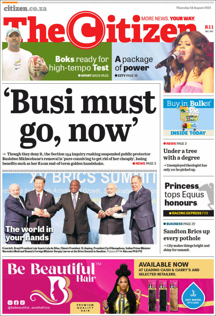 Portada de The Citizen (Sud&aacute;frica)