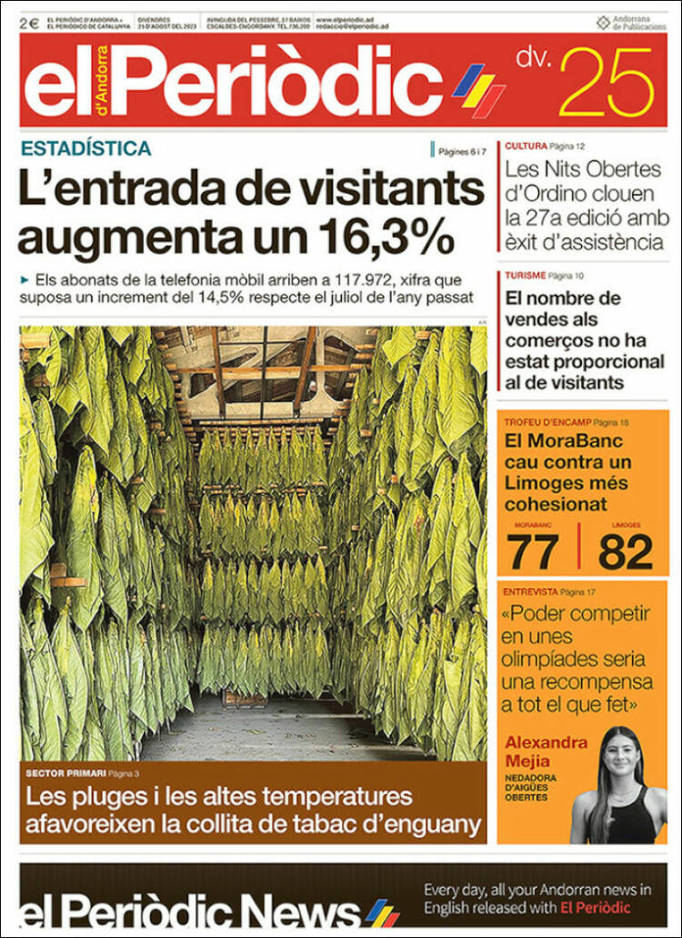 Portada de El Periòdic d'Andorra (Andorra)