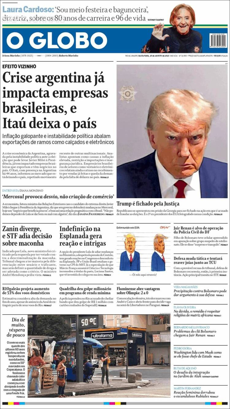 Portada de O Globo (Brasil)