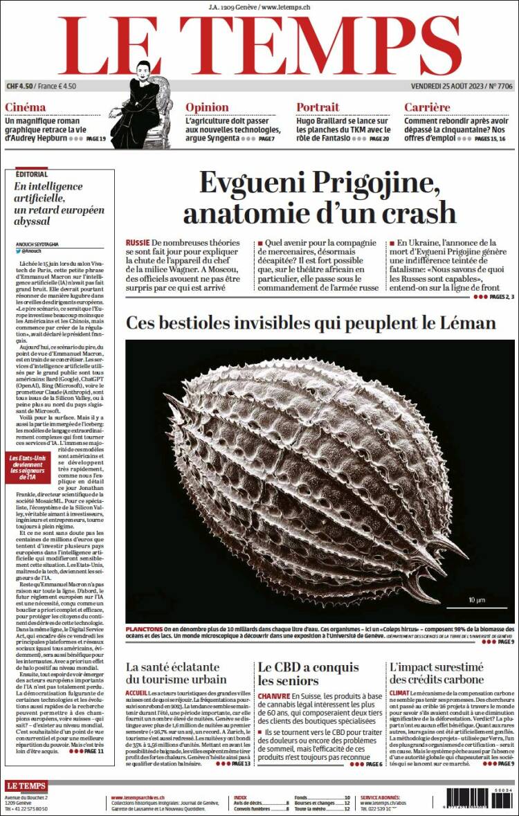 Portada de Le Matin (Suiza)
