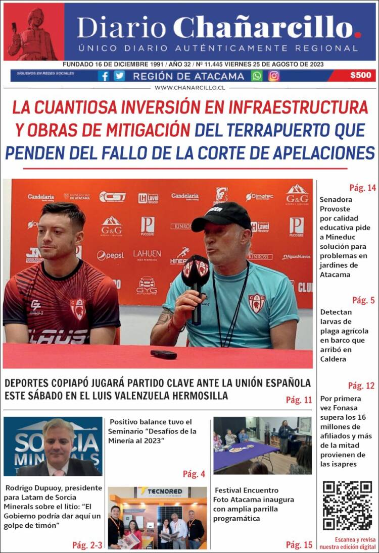 Portada de Diario Chañarcillo (Chile)