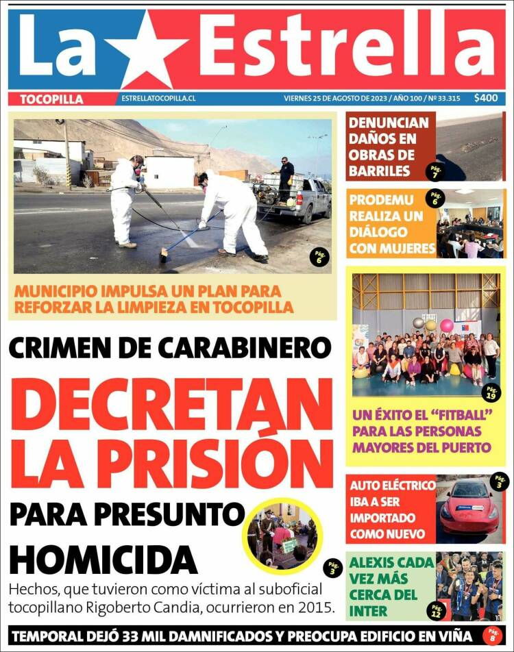 Portada de La Estrella de Tocopilla (Chile)