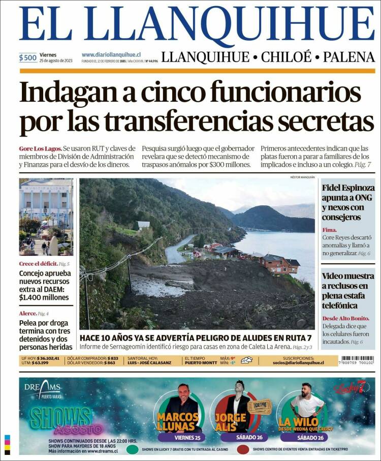 Portada de El Llanquihue (Chile)