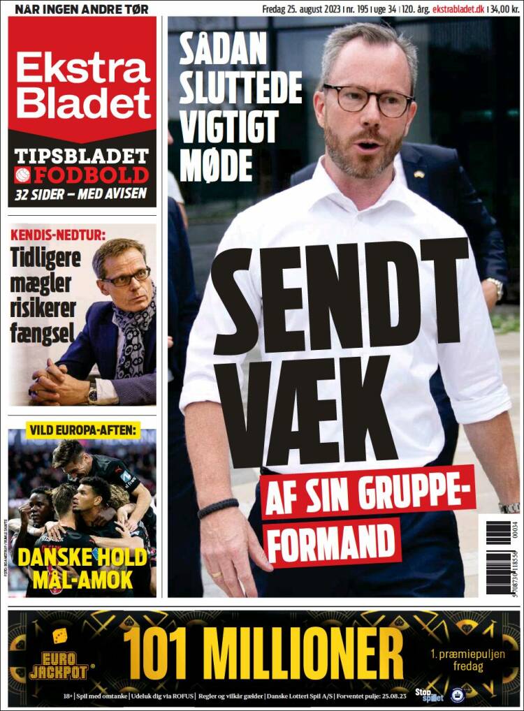Portada de Ekstra Bladet (Dinamarca)