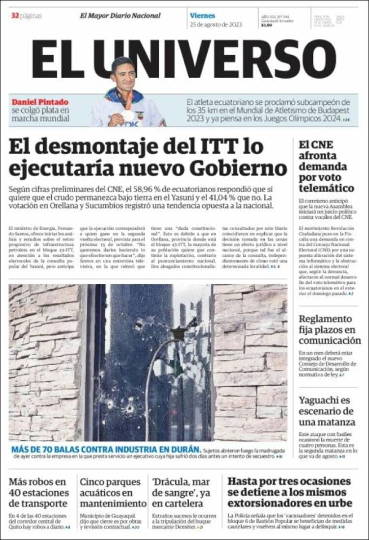 Portada de El Universo - Ecuador (Ecuador)