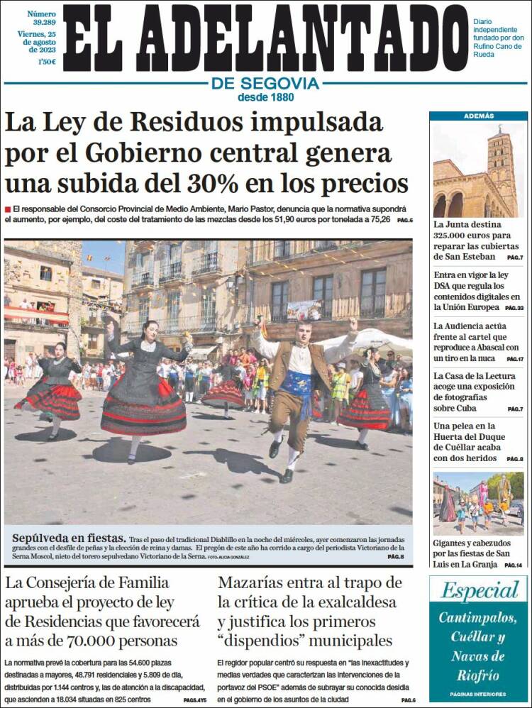 Portada de El Adelantado de Segovia (España)