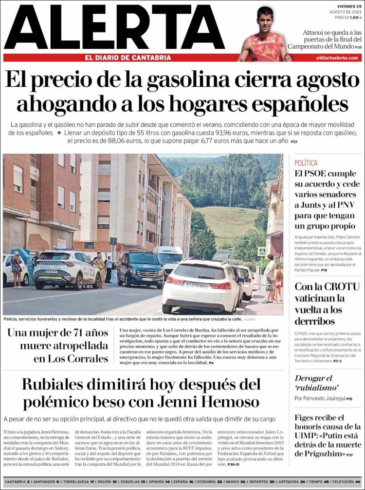 Portada de Alerta - El Diario de Cantabria (España)