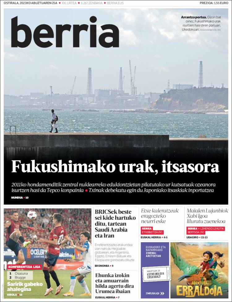 Portada de Berria (España)