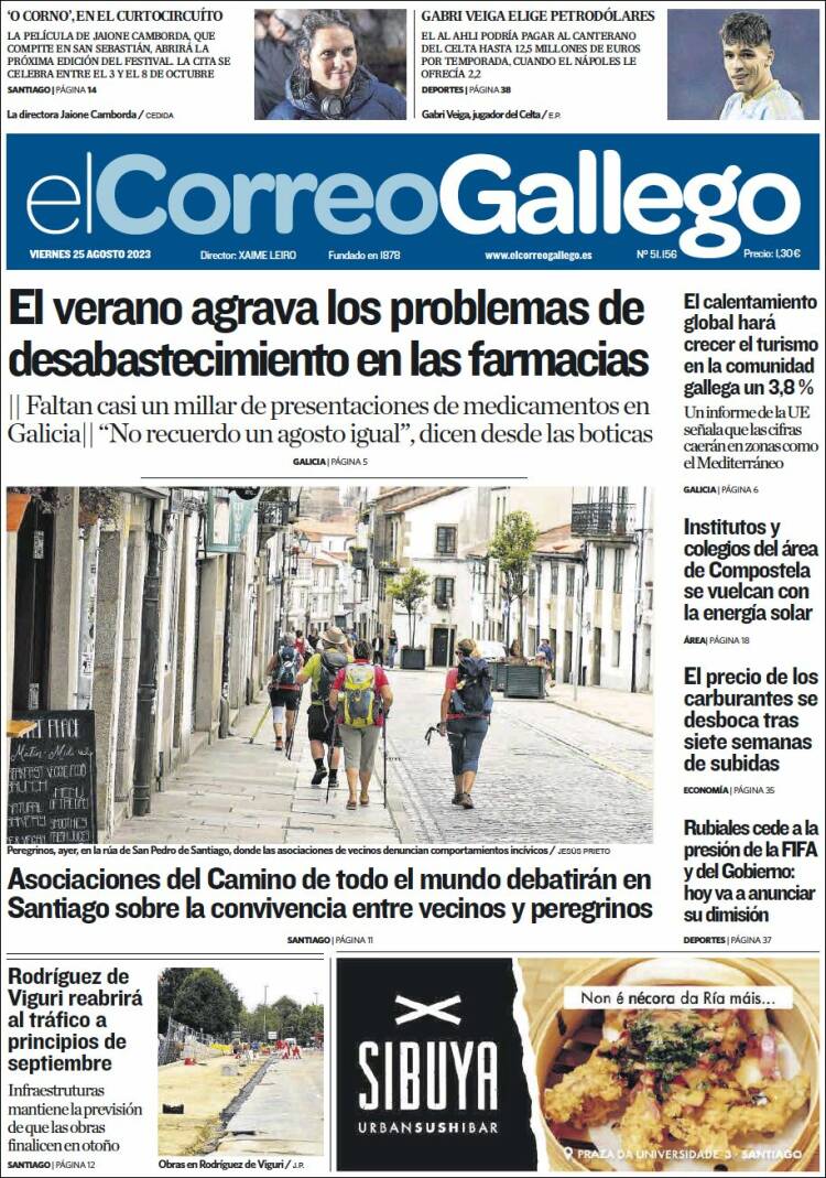 Portada de El Correo Gallego (España)
