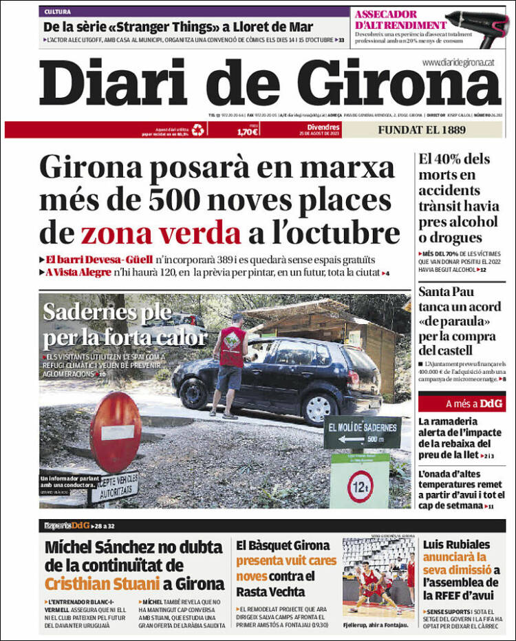 Portada de Diari de Girona (España)