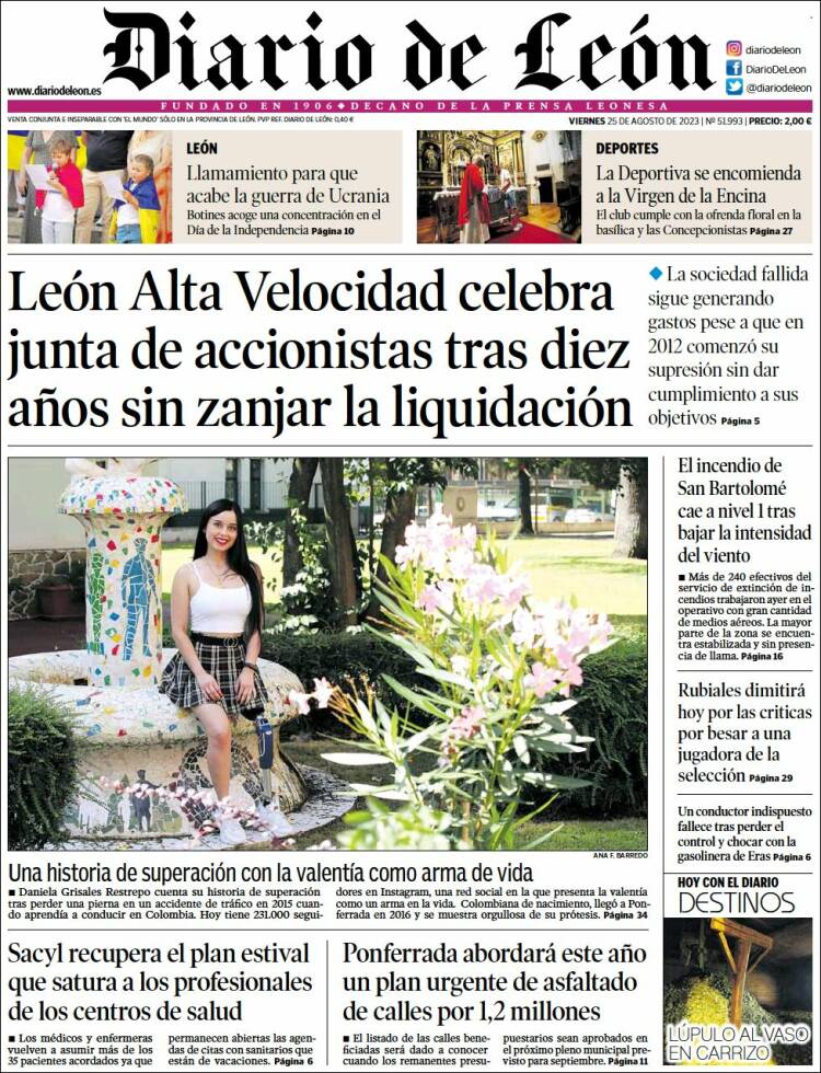Portada de Diario de León (España)