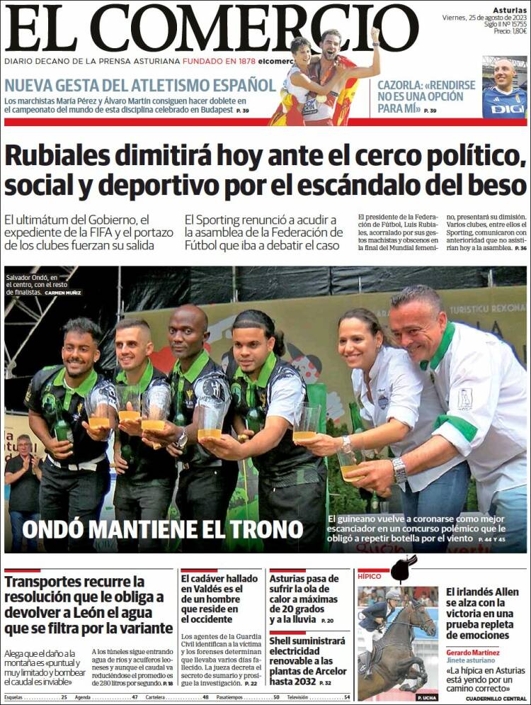 Portada de El Comercio (España)