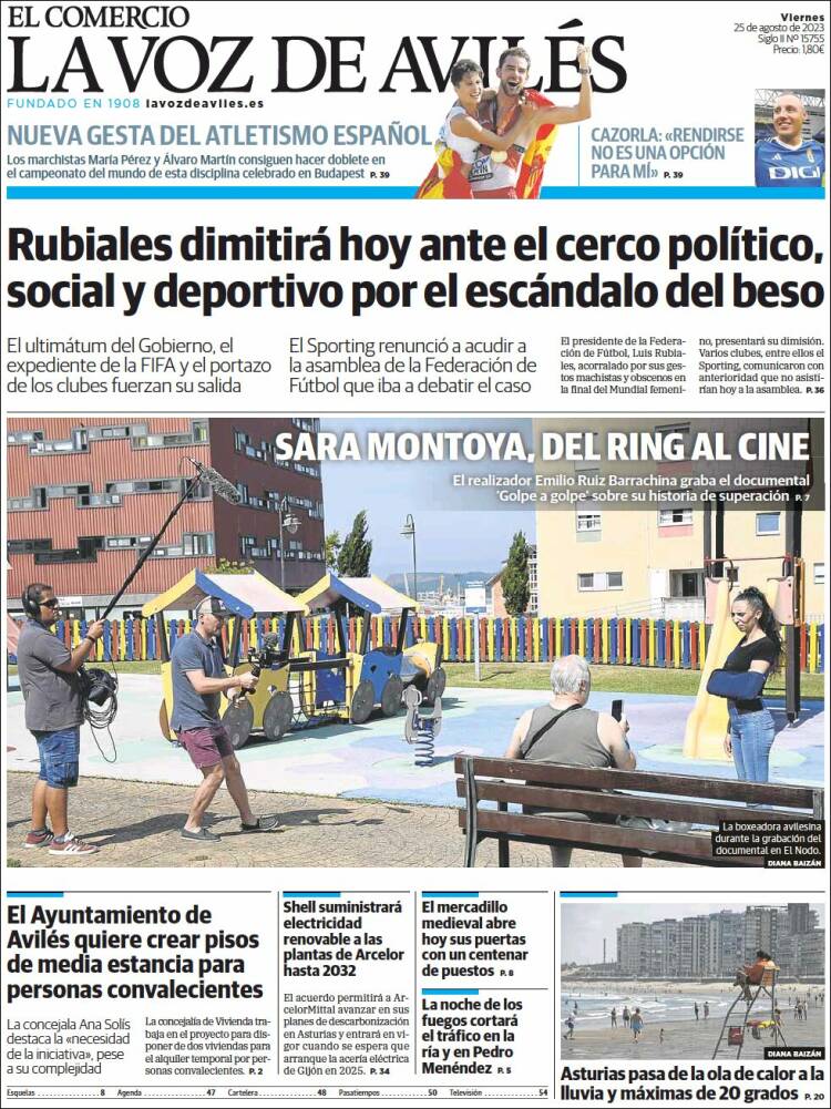 Portada de El Comercio - Avilés (España)