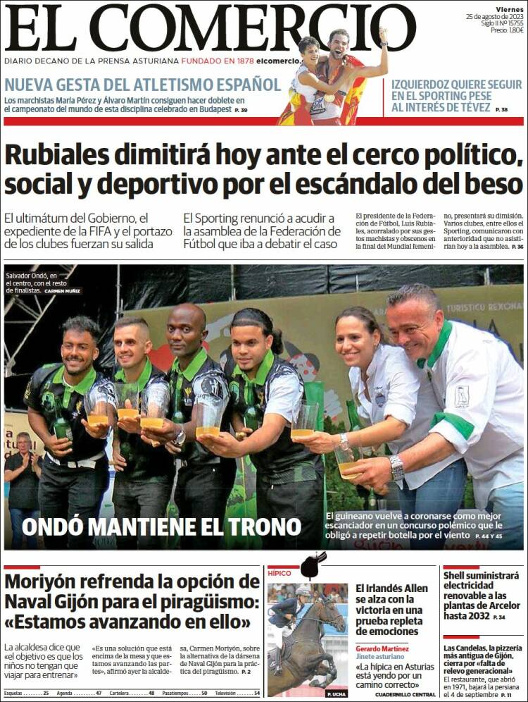 Portada de El Comercio - Gijón (España)