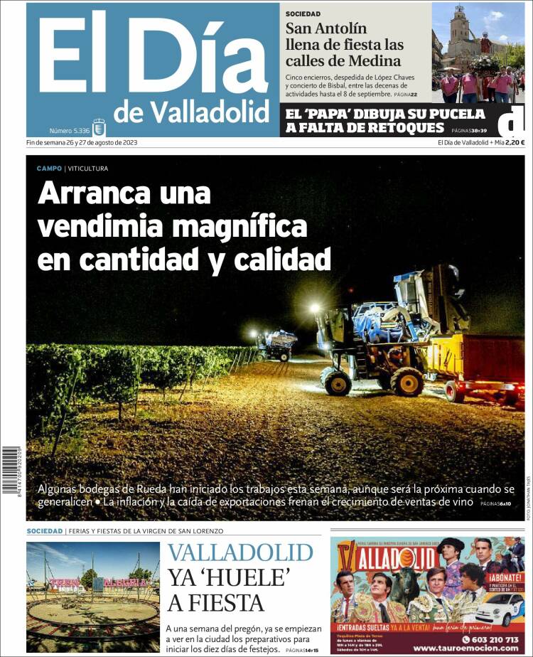 Portada de El Día de Valladolid (España)