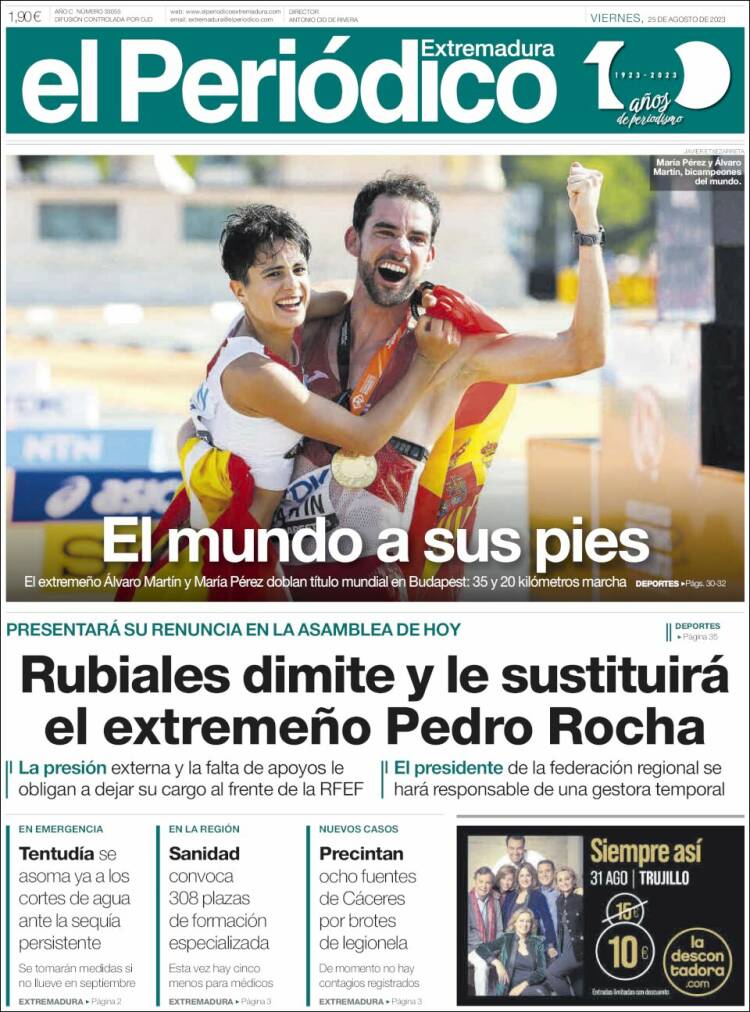 Portada de El Periódico de Extremadura (España)