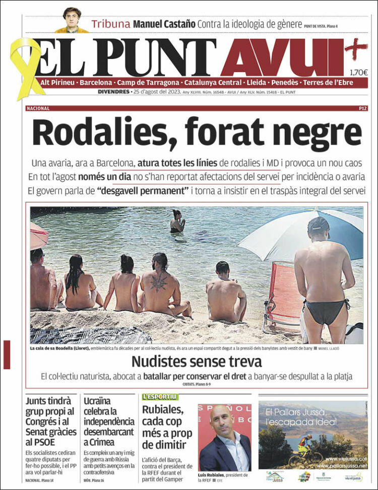 Portada de El Punt Avui (España)