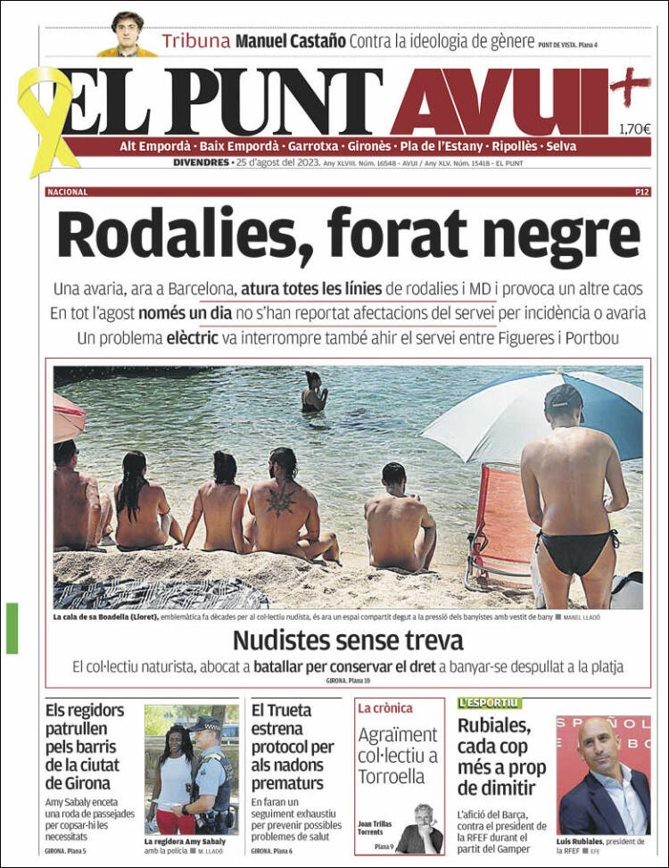Portada de El Punt Avui - Girona (España)