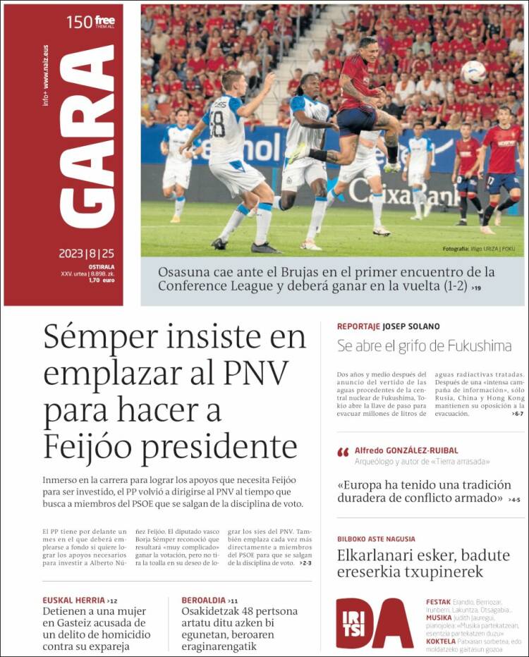 Portada de Gara (España)