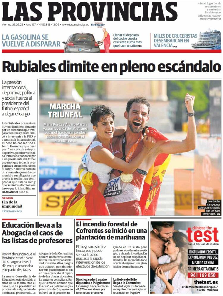 Portada de Las Provincias (España)