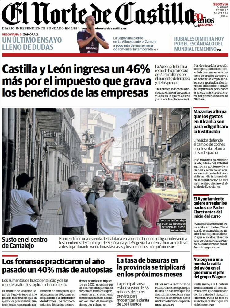 Portada de Norte de Castilla - Segovia (España)