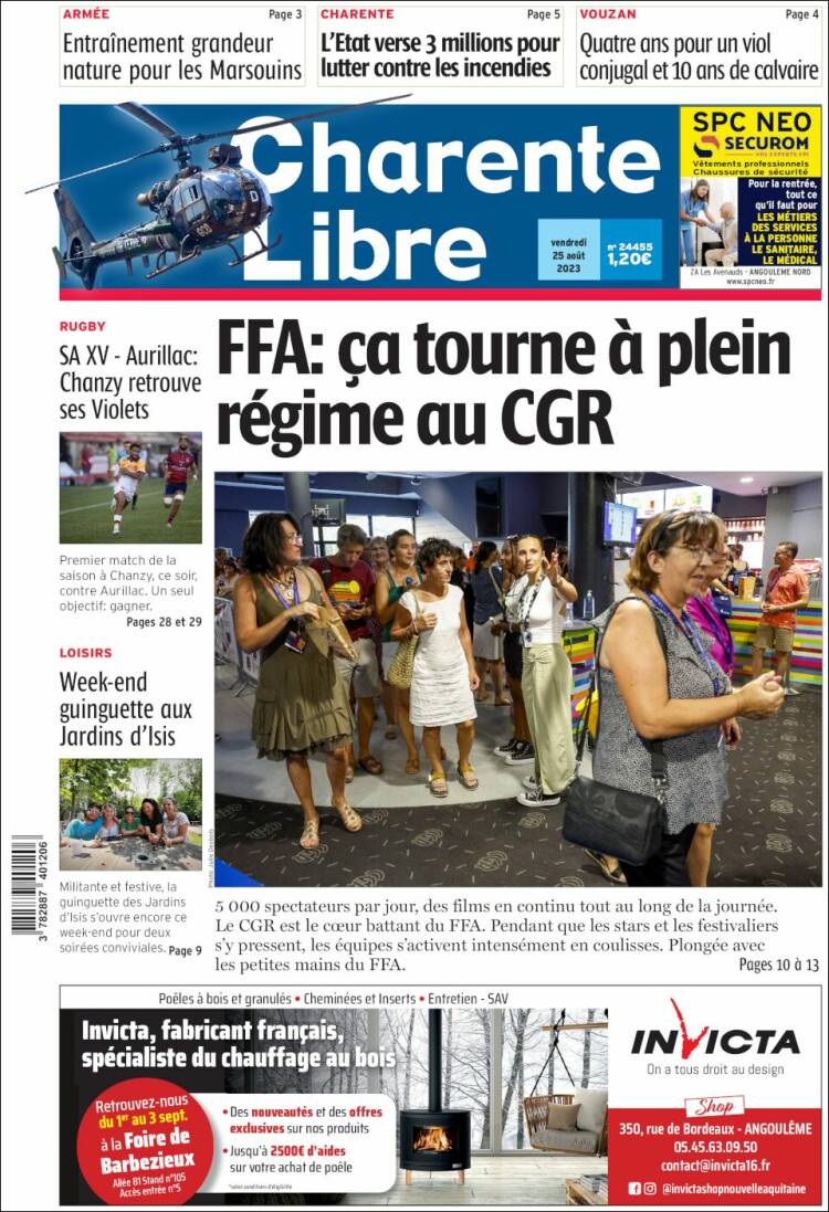 Portada de Charente Libre (Francia)