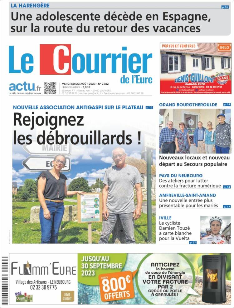 Portada de Le Courrier de l'Ouest (Francia)