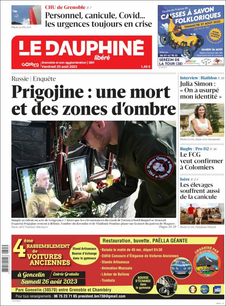 Portada de Le Dauphiné Libéré (Francia)