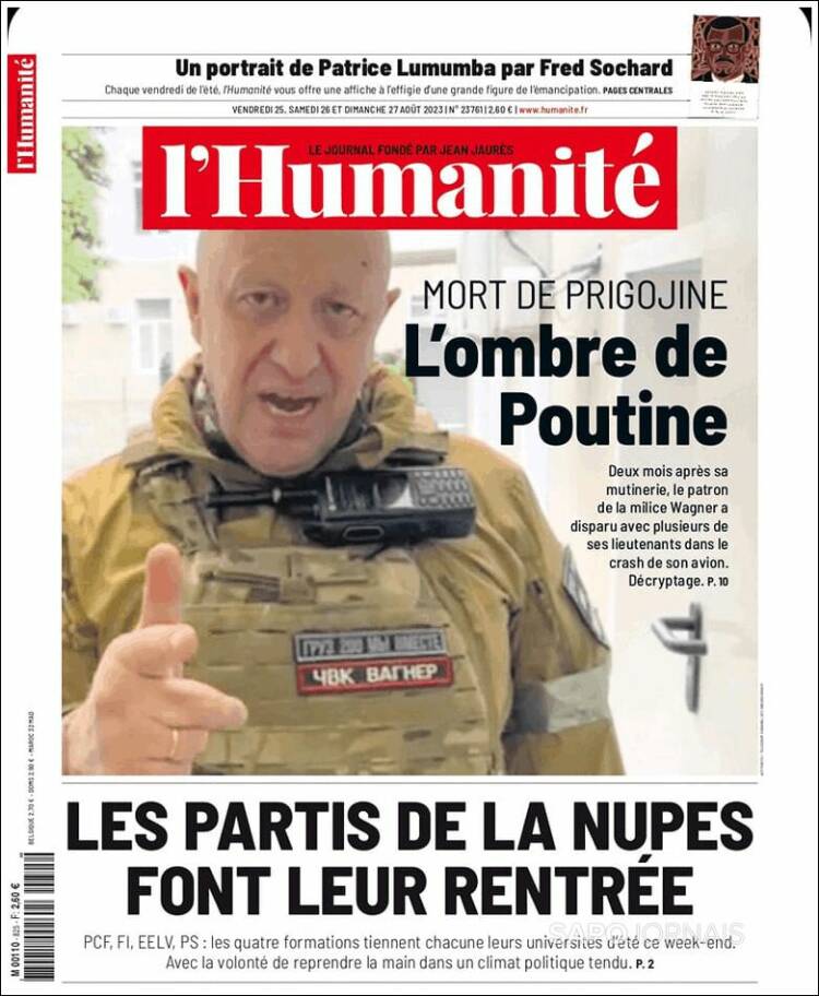Portada de l'Humanite (Francia)