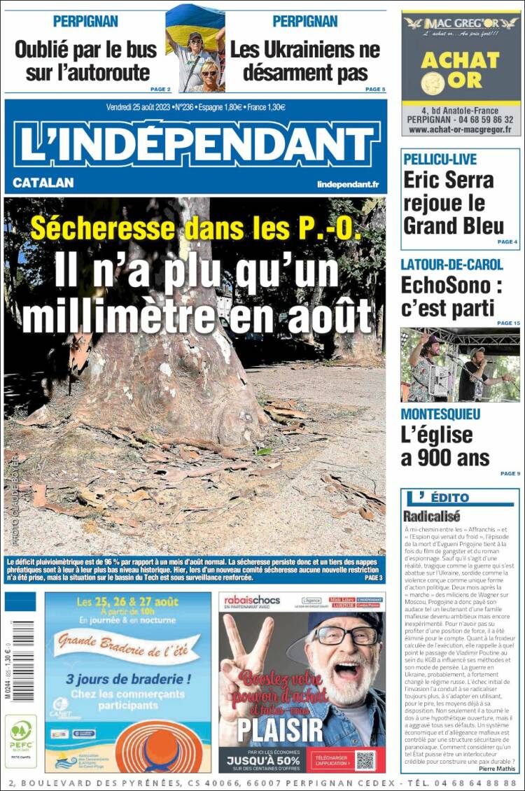 Portada de Le Indépendant (Francia)