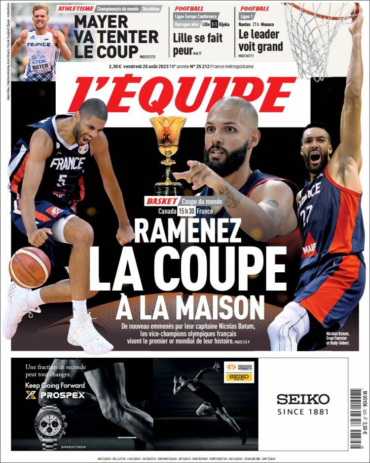 Portada de L'Equipe (Francia)