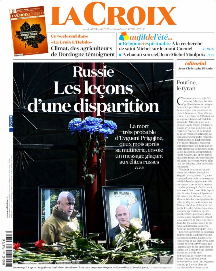 Portada de La Croix (Francia)