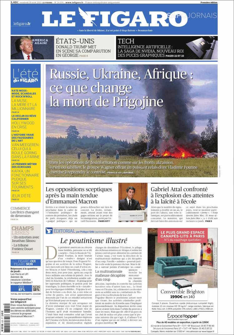 Portada de Le Figaro (Francia)