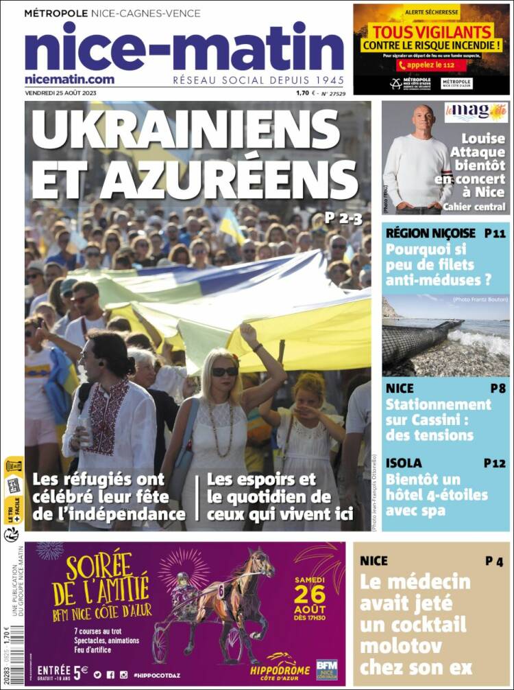 Portada de Nice-Matin (Francia)