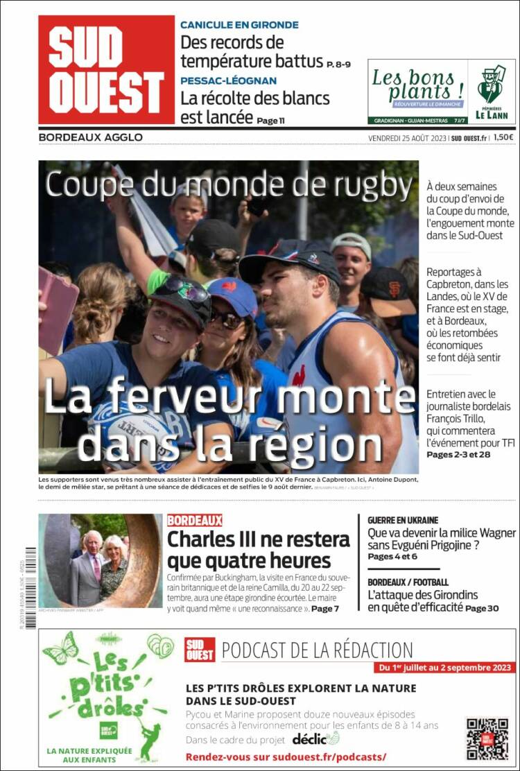 Portada de Sud Ouest (Francia)
