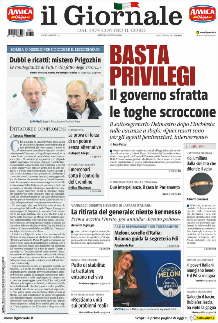 Portada de il Giornale (Italia)