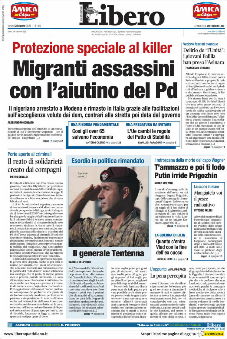Portada de Libero (Italia)