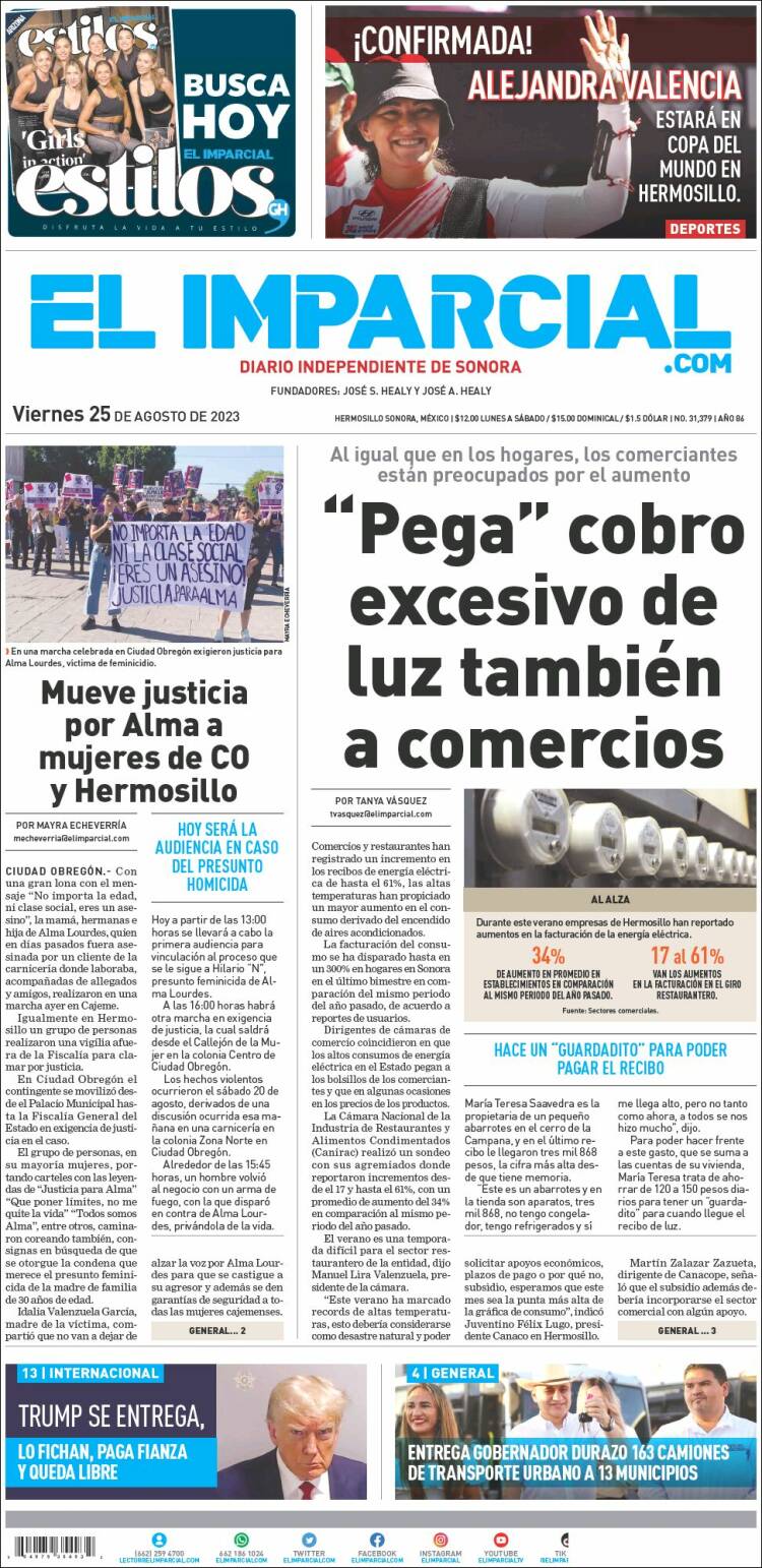Portada de El Imparcial (M&eacute;xico)