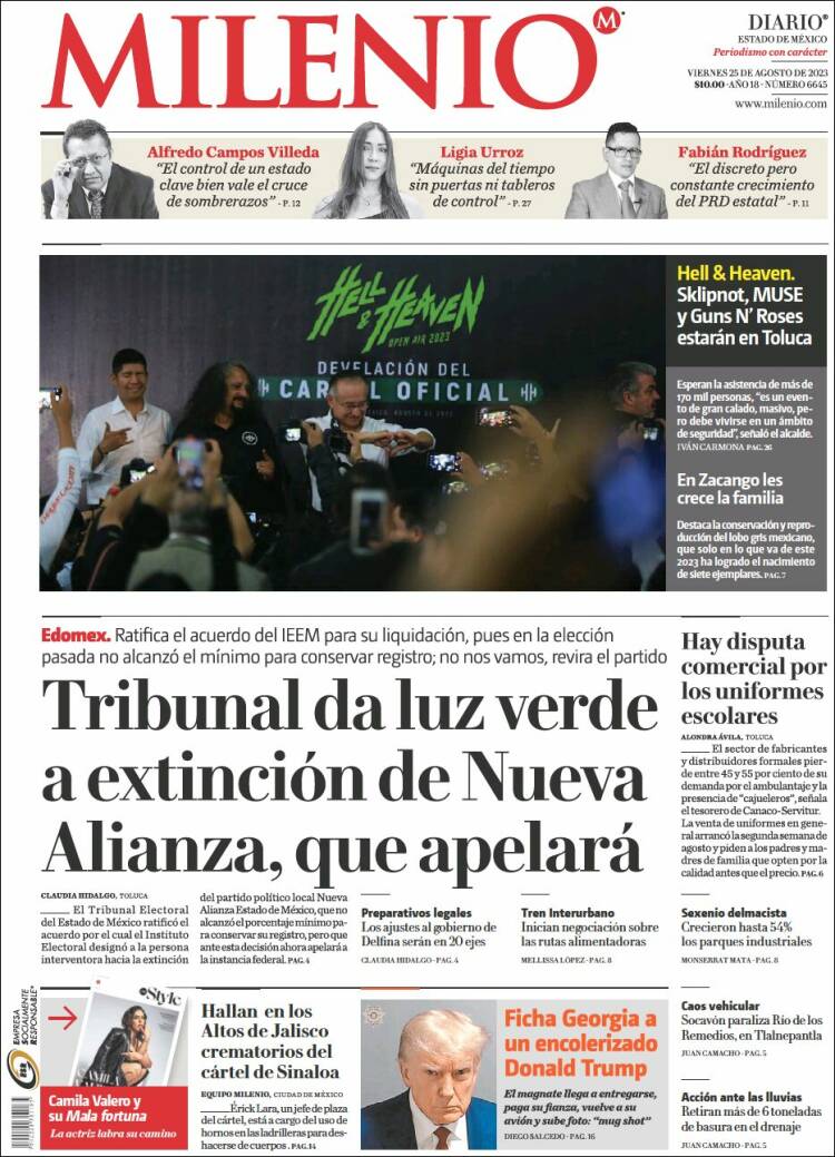 Portada de Milenio - Estado de México (M&eacute;xico)