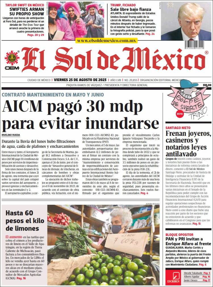 Portada de El Sol de México (M&eacute;xico)