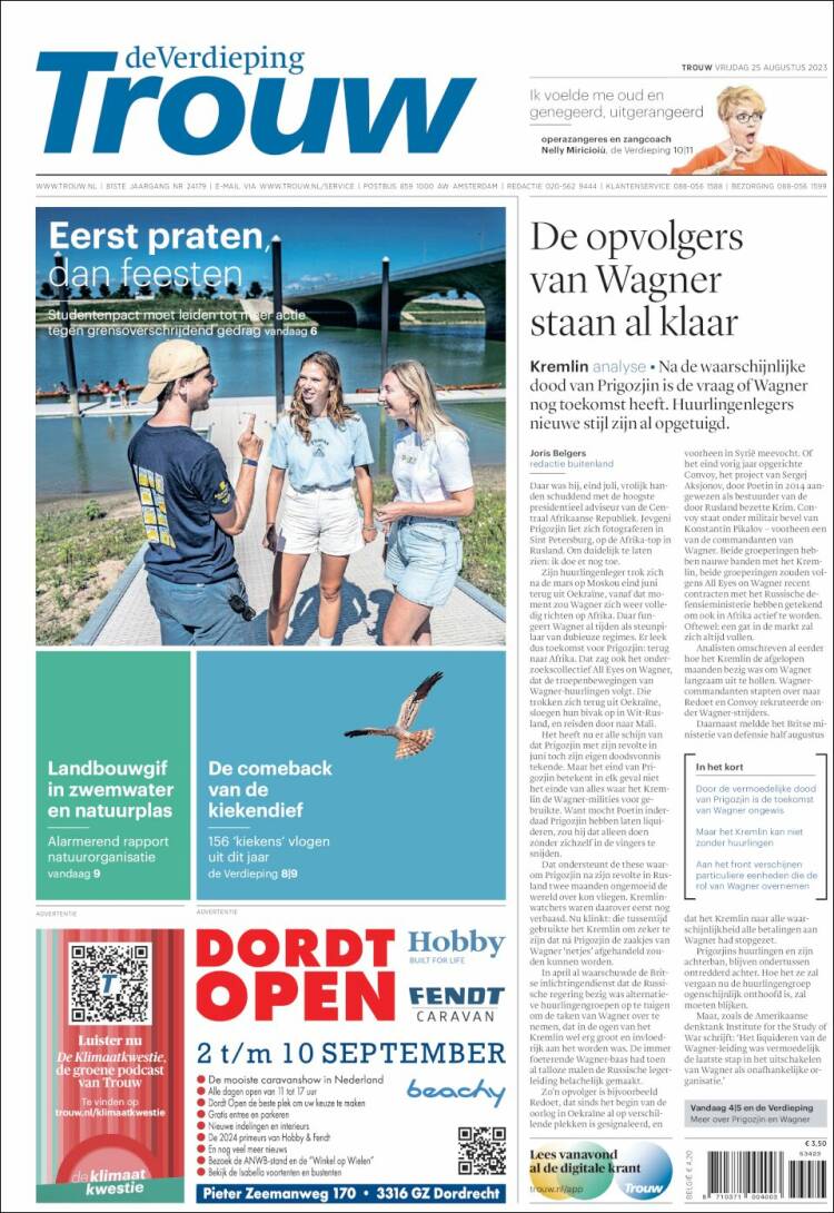 Portada de Trouw (Pa&iacute;ses Bajos)