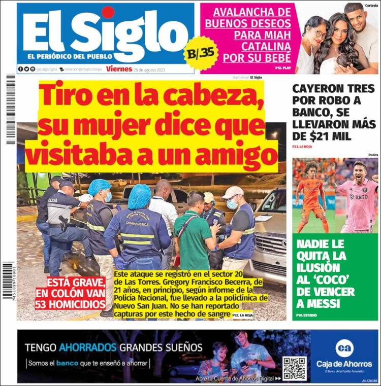 Portada de El Siglo (Panam&aacute;)