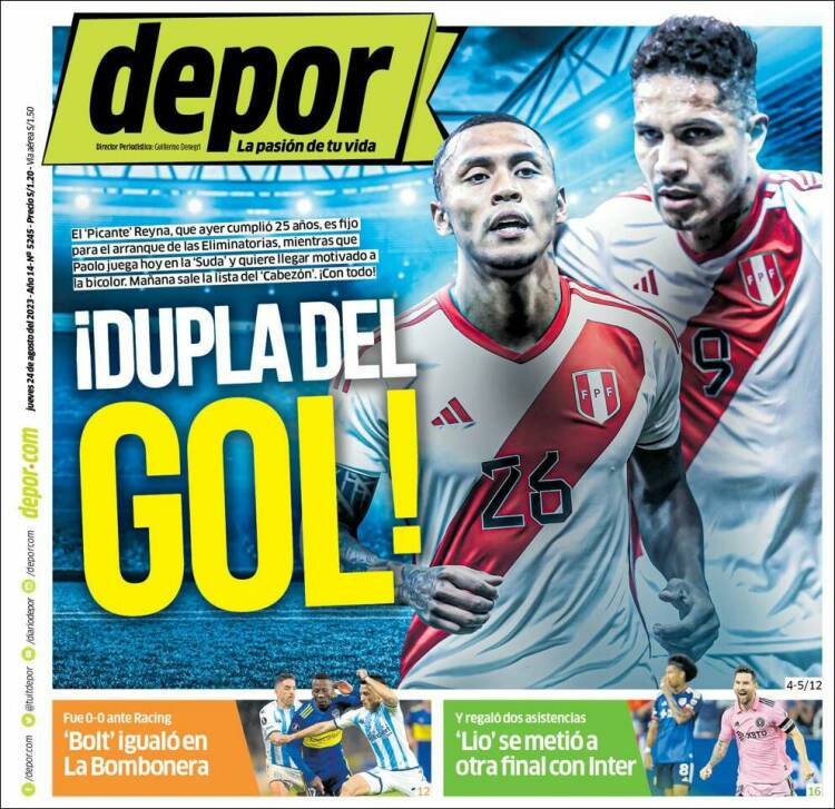 Portada de Depor (Per&uacute;)