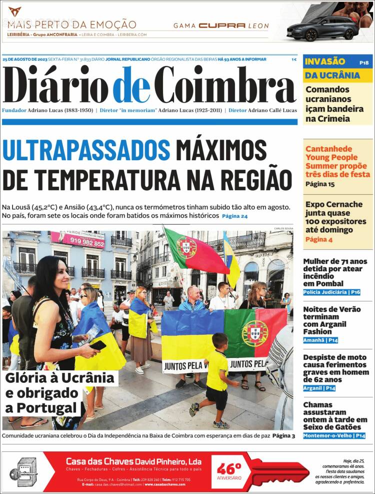 Portada de Diário de Coimbra (Portugal)